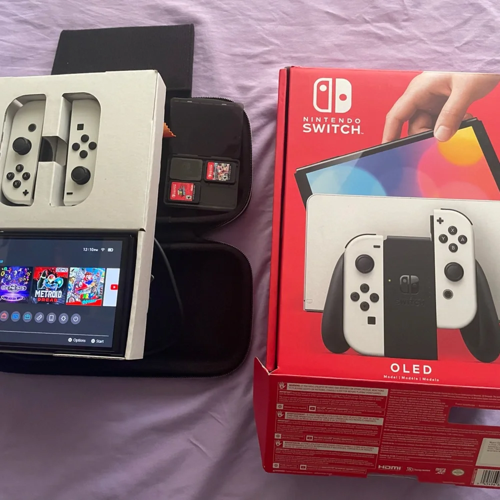Nintendo Switch with Gray Joy-Con and Accessories